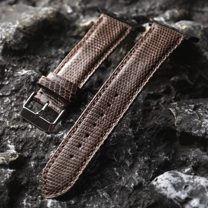 iBandGear Handcrafted Lizard Leather Band with Cowhide Lining for Apple Watch - Brown – Black