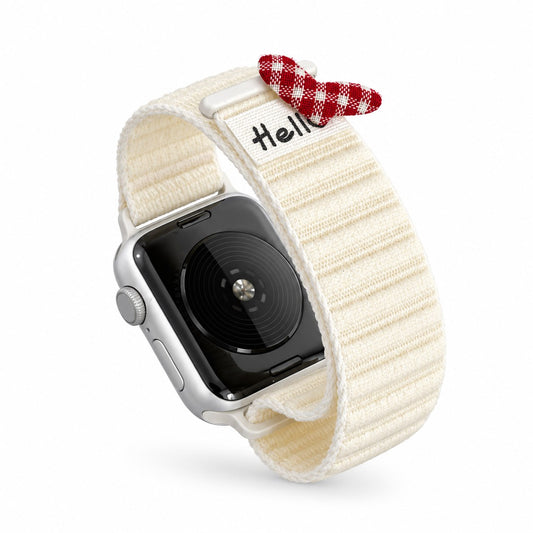 iBandGear Heart Charm Nylon Loop Band for Apple Watch – Cute Casual Style - Starlight