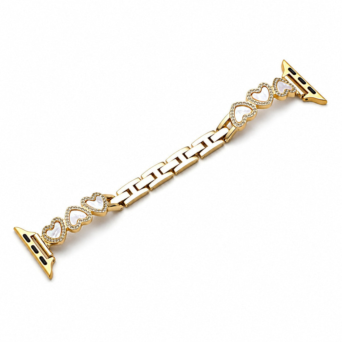 iBandGear Heart Link Metal Bracelet Band for Apple Watch - Gold-White