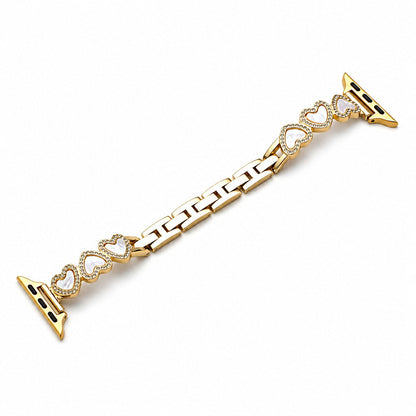 iBandGear Heart Link Metal Bracelet Band for Apple Watch - Gold-White