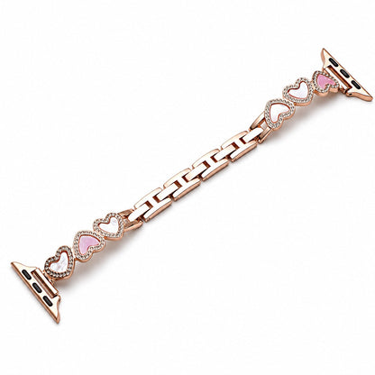 iBandGear Heart Link Metal Bracelet Band for Apple Watch - Rose Gold-Pink
