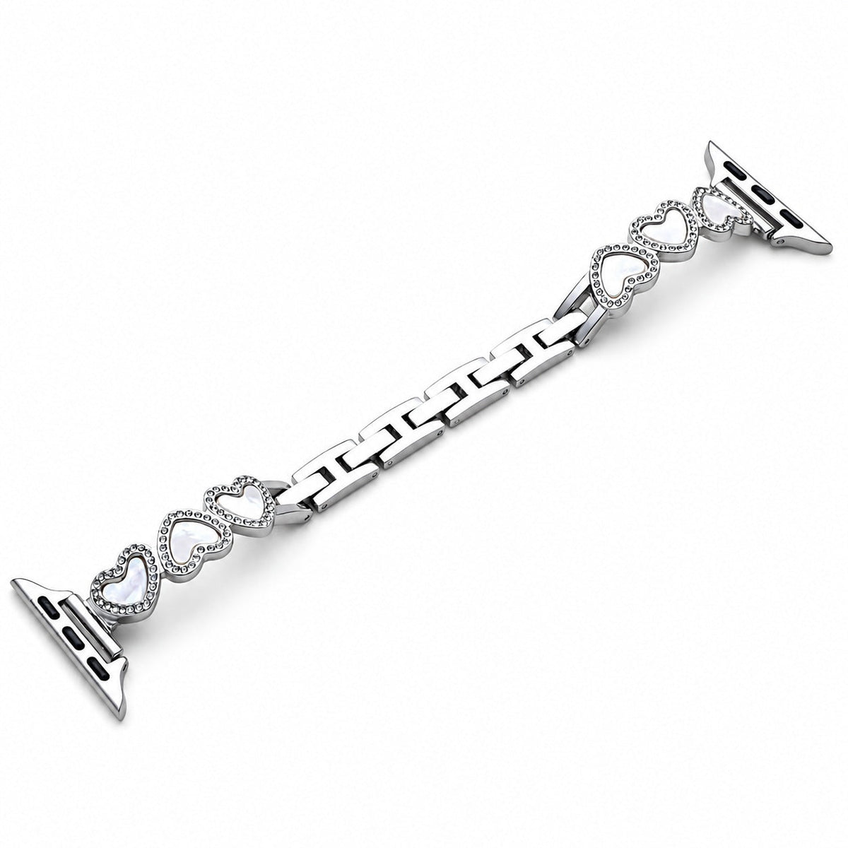 iBandGear Heart Link Metal Bracelet Band for Apple Watch - Starlight-White