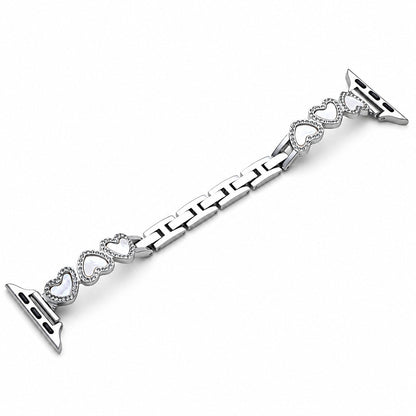 iBandGear Heart Link Metal Bracelet Band for Apple Watch - Starlight-White