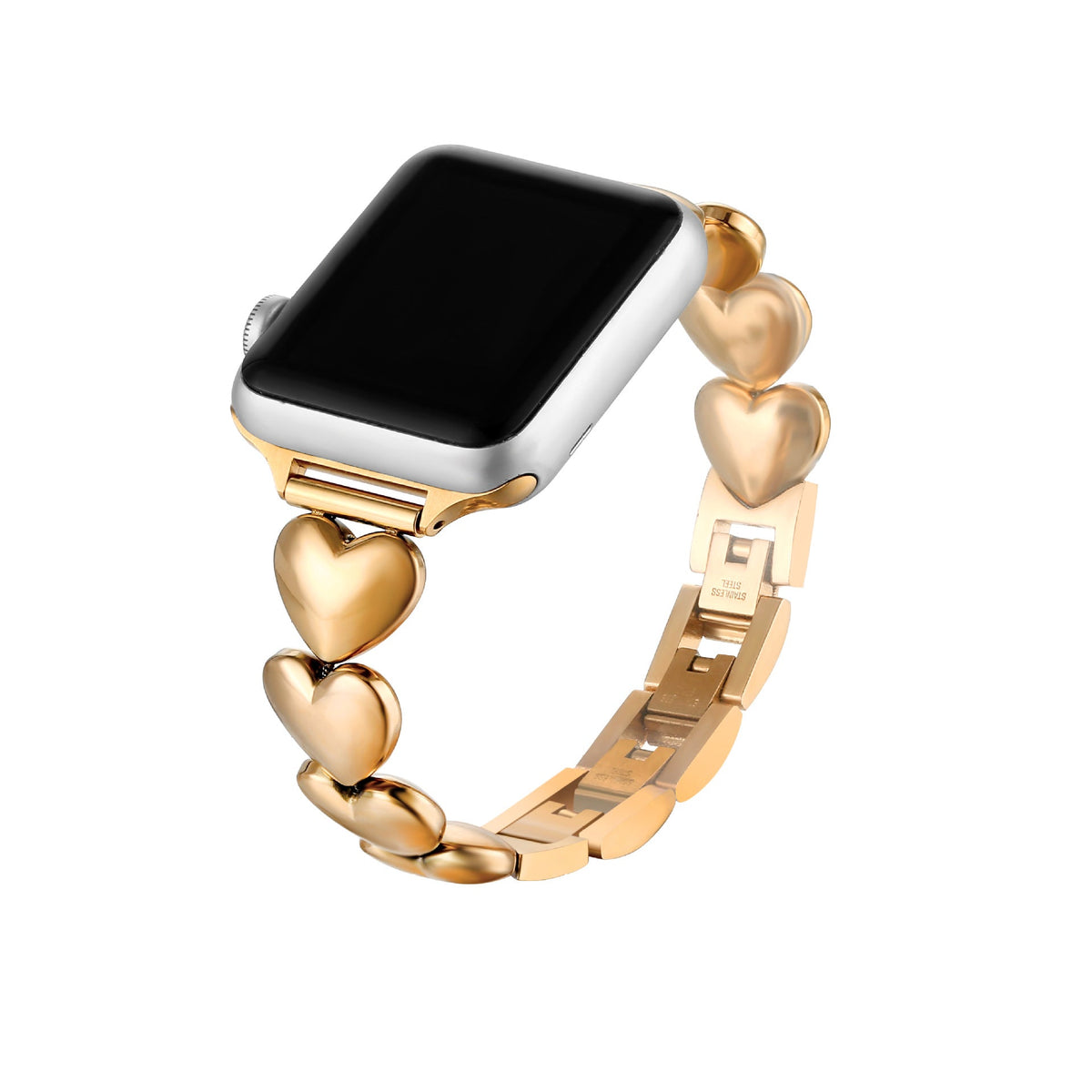 iBandGear Heart Link Metal Bracelet Band for Apple Watch - Rose Gold