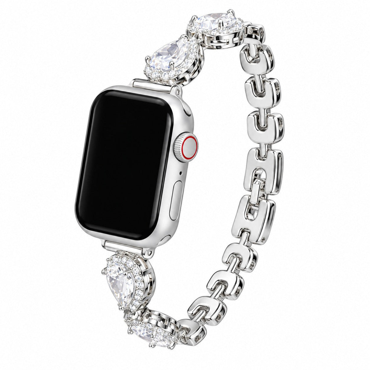 iBandGear HeartGleam Crystal Metal Band for Apple Watch - Silver