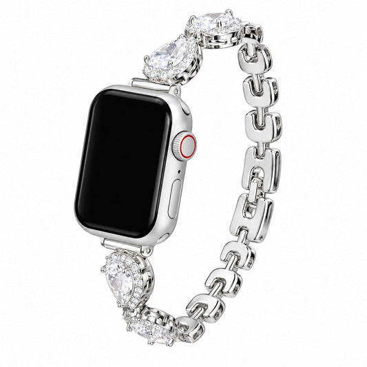 iBandGear HeartGleam Crystal Metal Band for Apple Watch - Silver