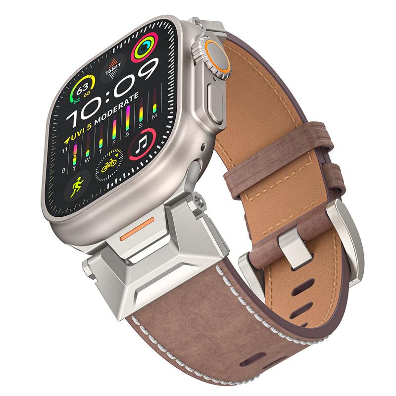 iBandGear Hybrid Leather Band for Apple Watch – Functional & Stylish Design - Coffee Waxed