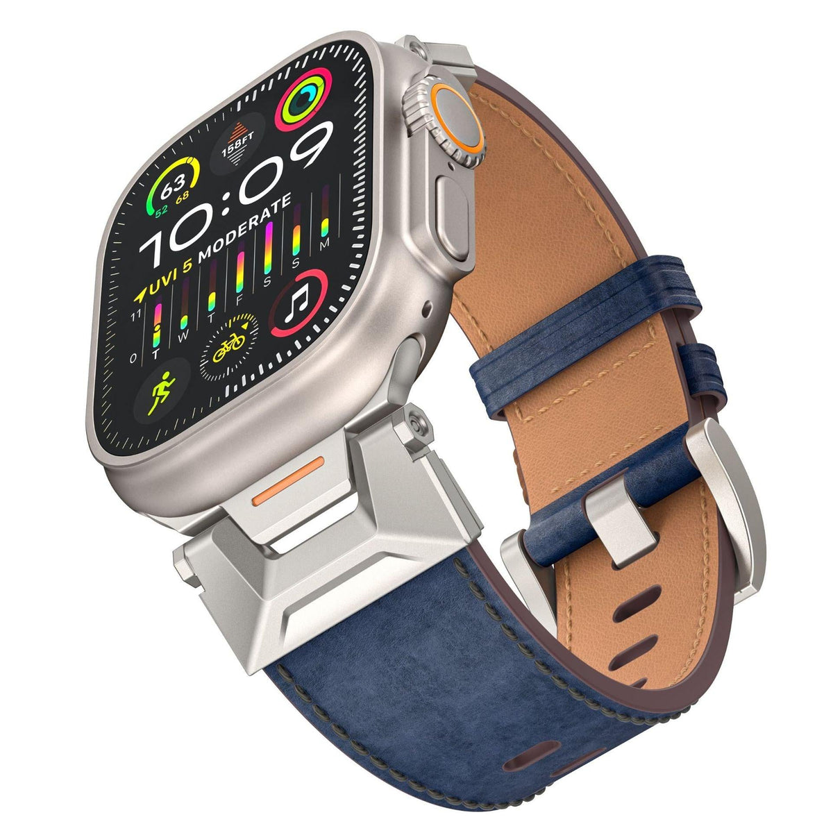 iBandGear Hybrid Leather Band for Apple Watch – Functional & Stylish Design - Deep Blue Waxed