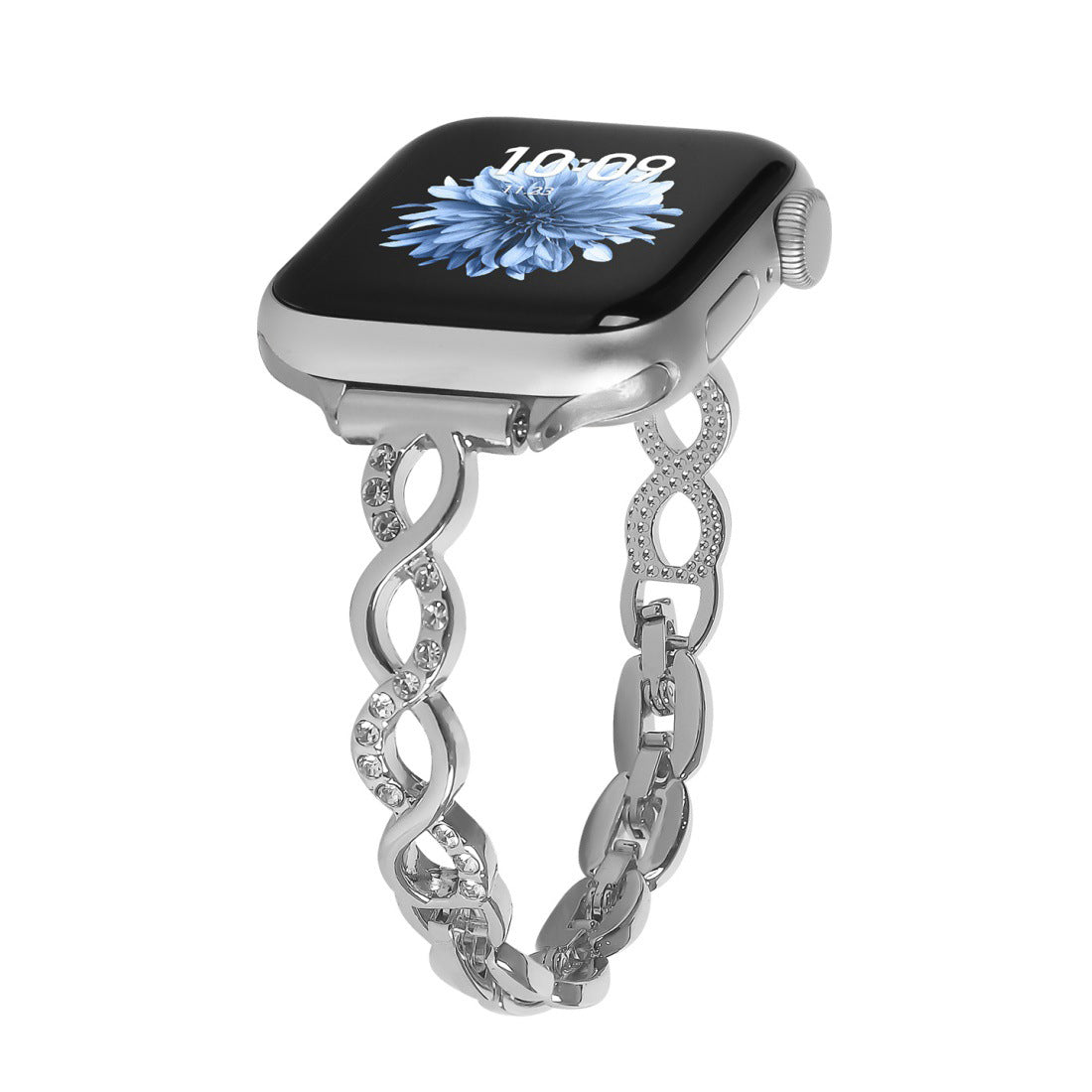 iBandGear Infinity Rhinestone Link Band for Apple Watch – Elegant Bracelet Style - Silver