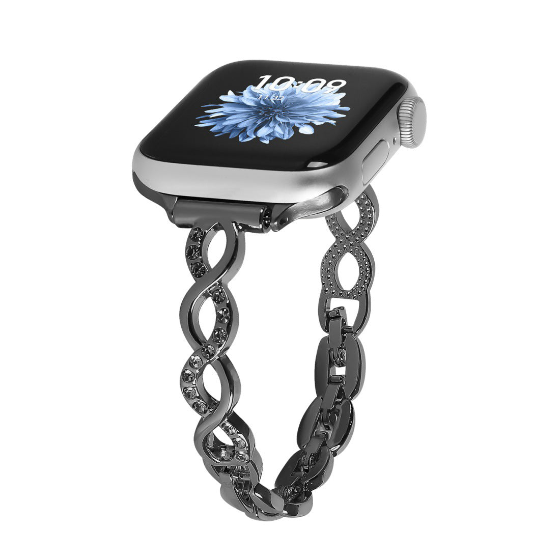 iBandGear Infinity Rhinestone Link Band for Apple Watch – Elegant Bracelet Style - Black
