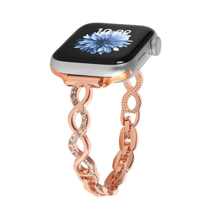 iBandGear Infinity Rhinestone Link Band for Apple Watch – Elegant Bracelet Style - Rose Gold