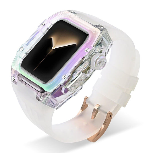 iBandGear Iridescent Fluoro Rubber Case Band for Apple Watch - Translucent