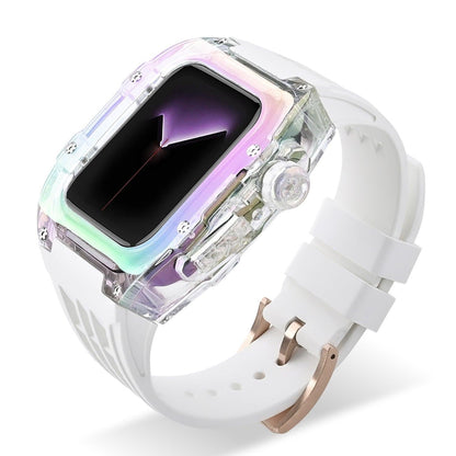 iBandGear Iridescent Fluoro Rubber Case Band for Apple Watch - White