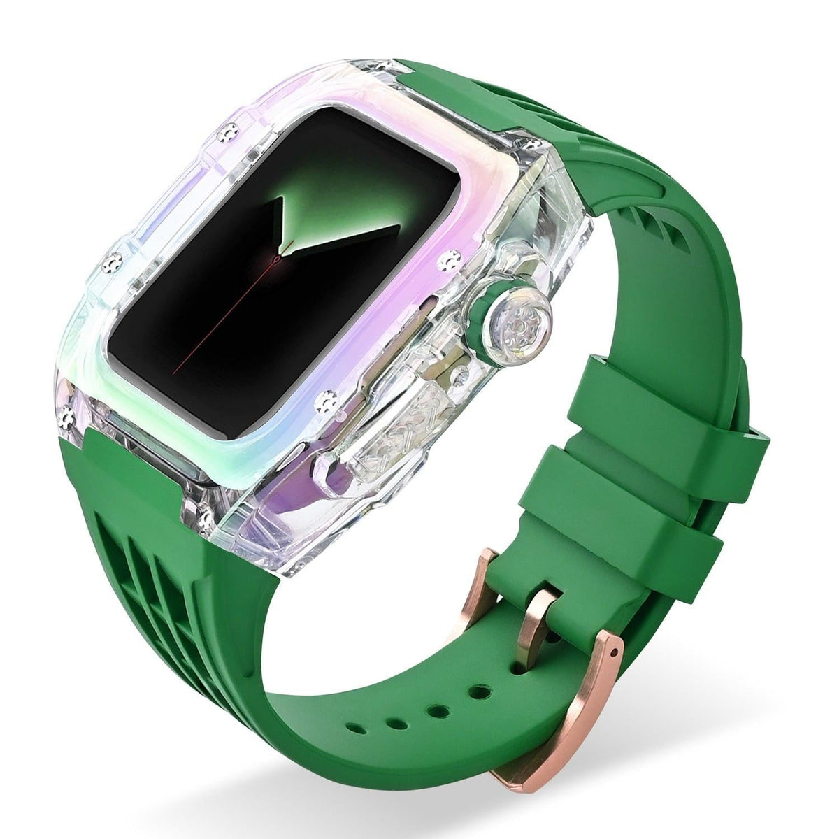 iBandGear Iridescent Fluoro Rubber Case Band for Apple Watch - Green