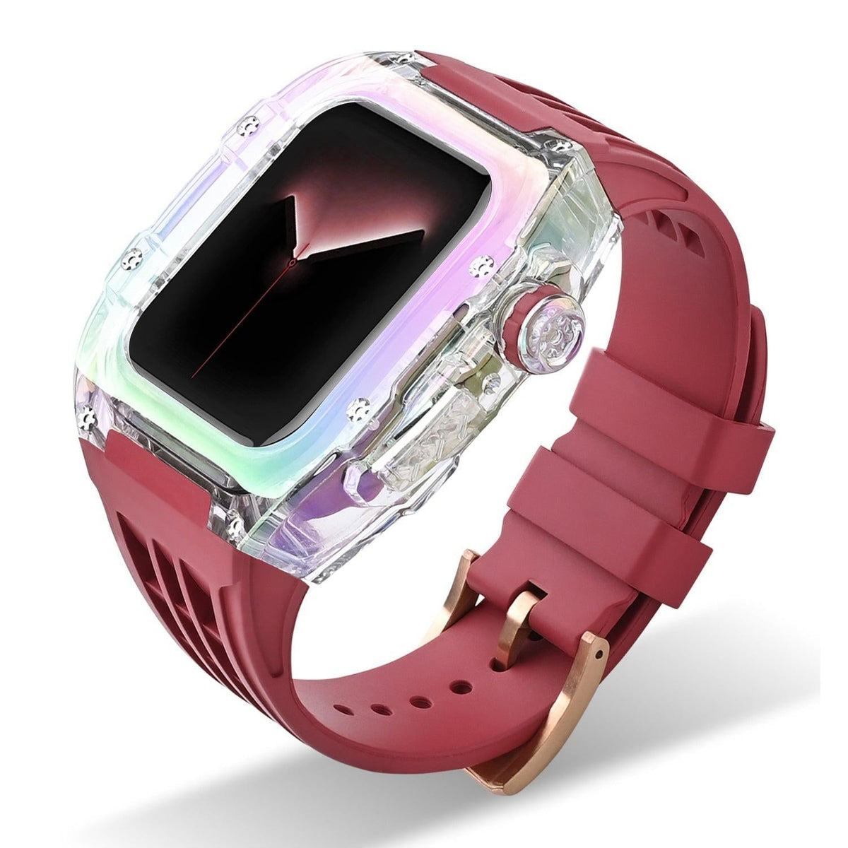 iBandGear Iridescent Fluoro Rubber Case Band for Apple Watch - Burgundy