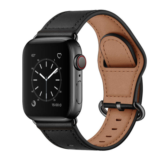 iBandGear Leather Band for Apple Watch with Ring Loop Closure - Black