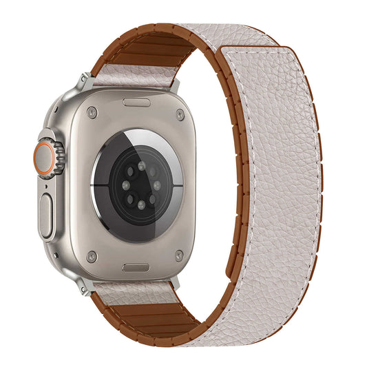 iBandGear Leather-Wrapped Magnetic Silicone Band for Apple Watch - Starlight