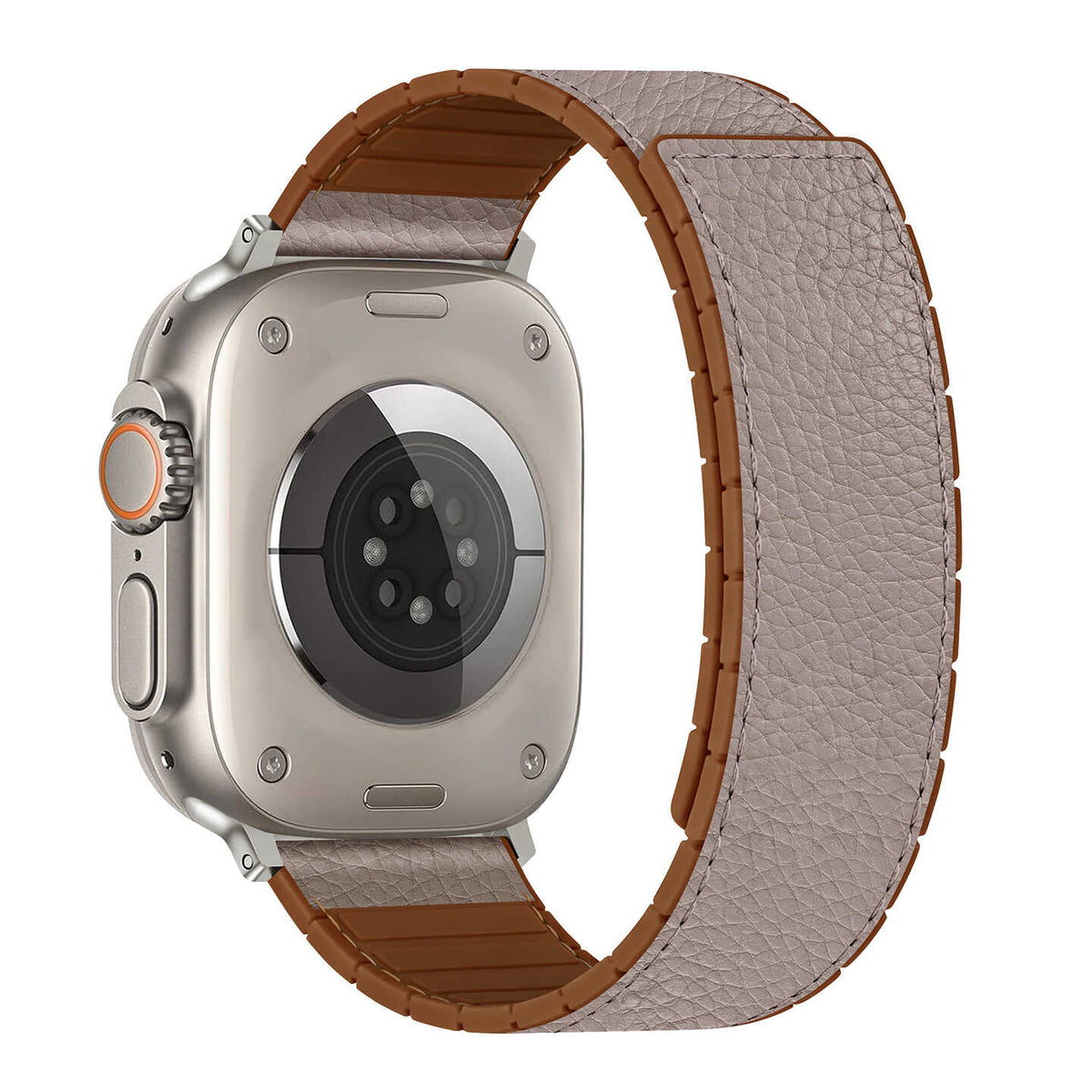 iBandGear Leather-Wrapped Magnetic Silicone Band for Apple Watch - Khaki