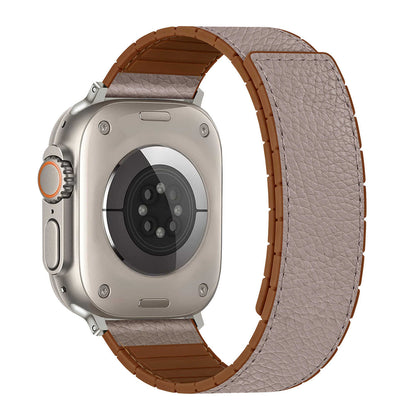iBandGear Leather-Wrapped Magnetic Silicone Band for Apple Watch - Khaki