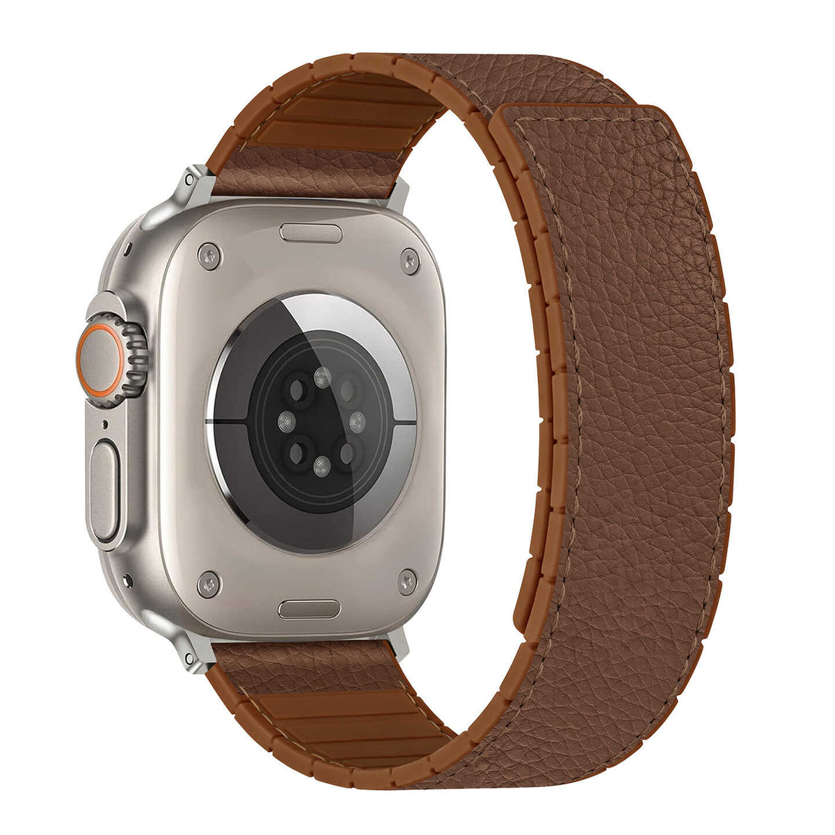 iBandGear Leather-Wrapped Magnetic Silicone Band for Apple Watch - Brown