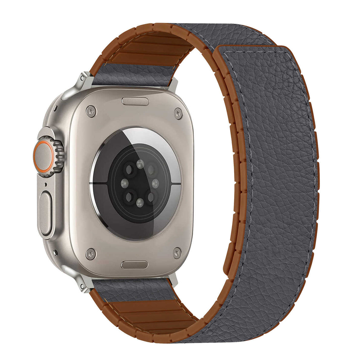 iBandGear Leather-Wrapped Magnetic Silicone Band for Apple Watch - Gray