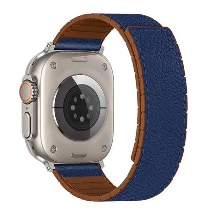 iBandGear Leather-Wrapped Magnetic Silicone Band for Apple Watch - Blue