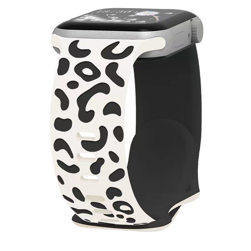 iBandGear Leopard Duo 3D Silicone Band for Apple Watch - Starlight - Black