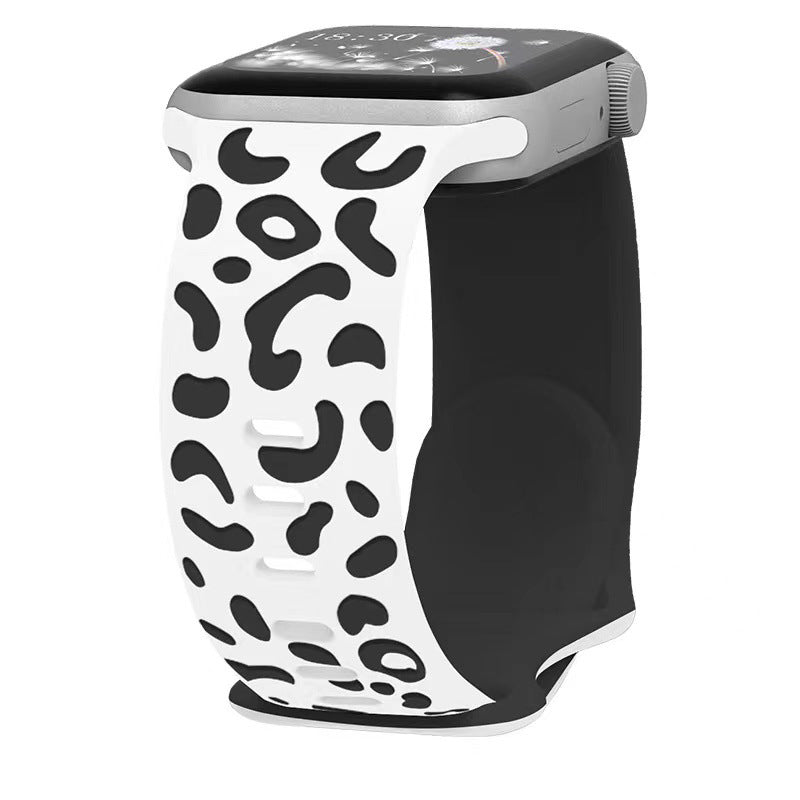 iBandGear Leopard Duo 3D Silicone Band for Apple Watch - White - Black