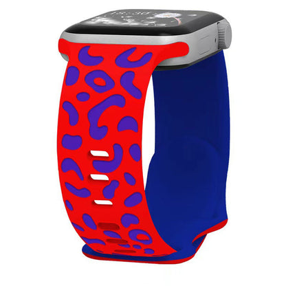 iBandGear Leopard Duo 3D Silicone Band for Apple Watch - Red - Blue