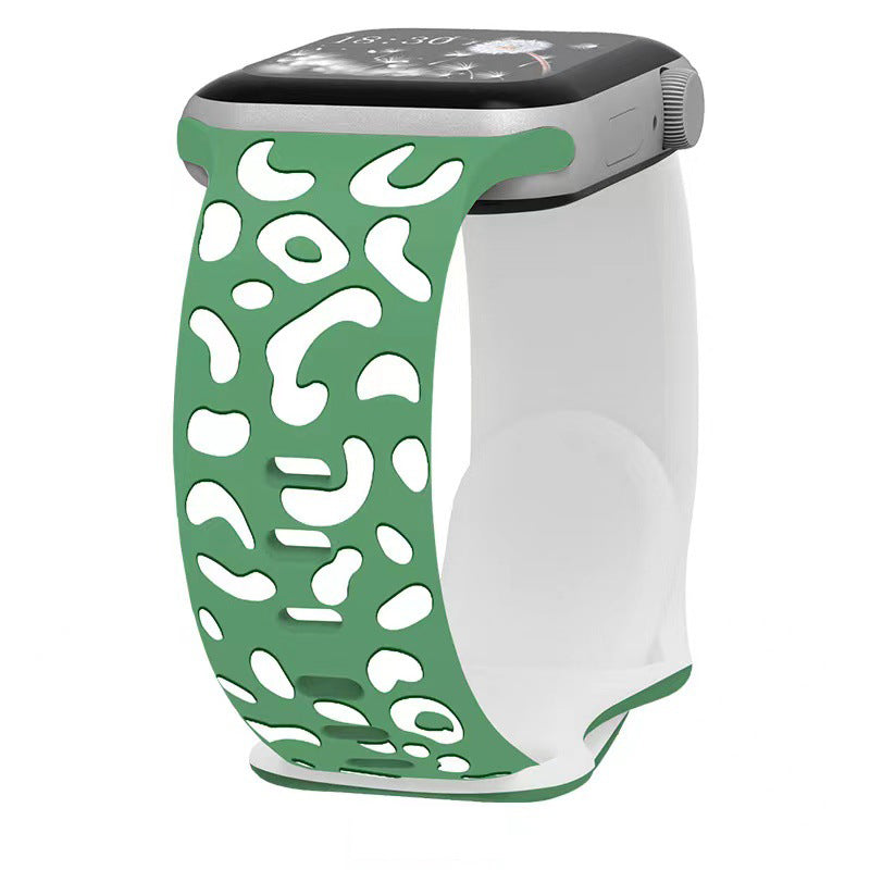 iBandGear Leopard Duo 3D Silicone Band for Apple Watch - Green - White