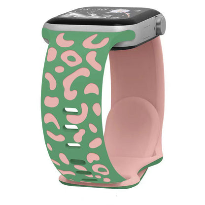 iBandGear Leopard Duo 3D Silicone Band for Apple Watch - Green - Pink