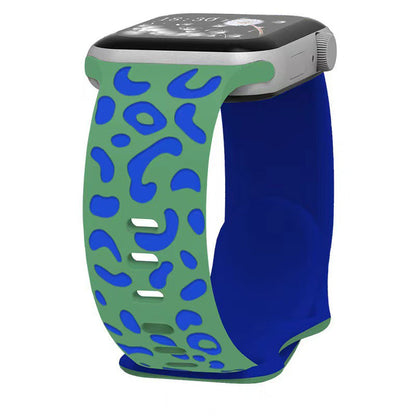 iBandGear Leopard Duo 3D Silicone Band for Apple Watch - Green - Blue