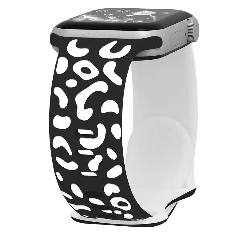 iBandGear Leopard Duo 3D Silicone Band for Apple Watch - Black - White