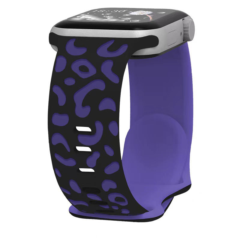 iBandGear Leopard Duo 3D Silicone Band for Apple Watch - Black - Purple