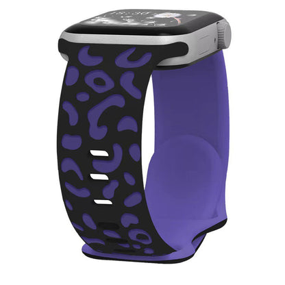 iBandGear Leopard Duo 3D Silicone Band for Apple Watch - Black - Purple