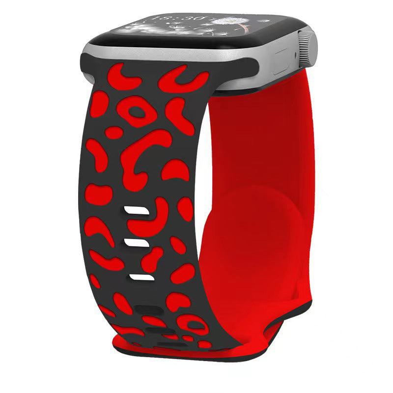 iBandGear Leopard Duo 3D Silicone Band for Apple Watch - Black - Red