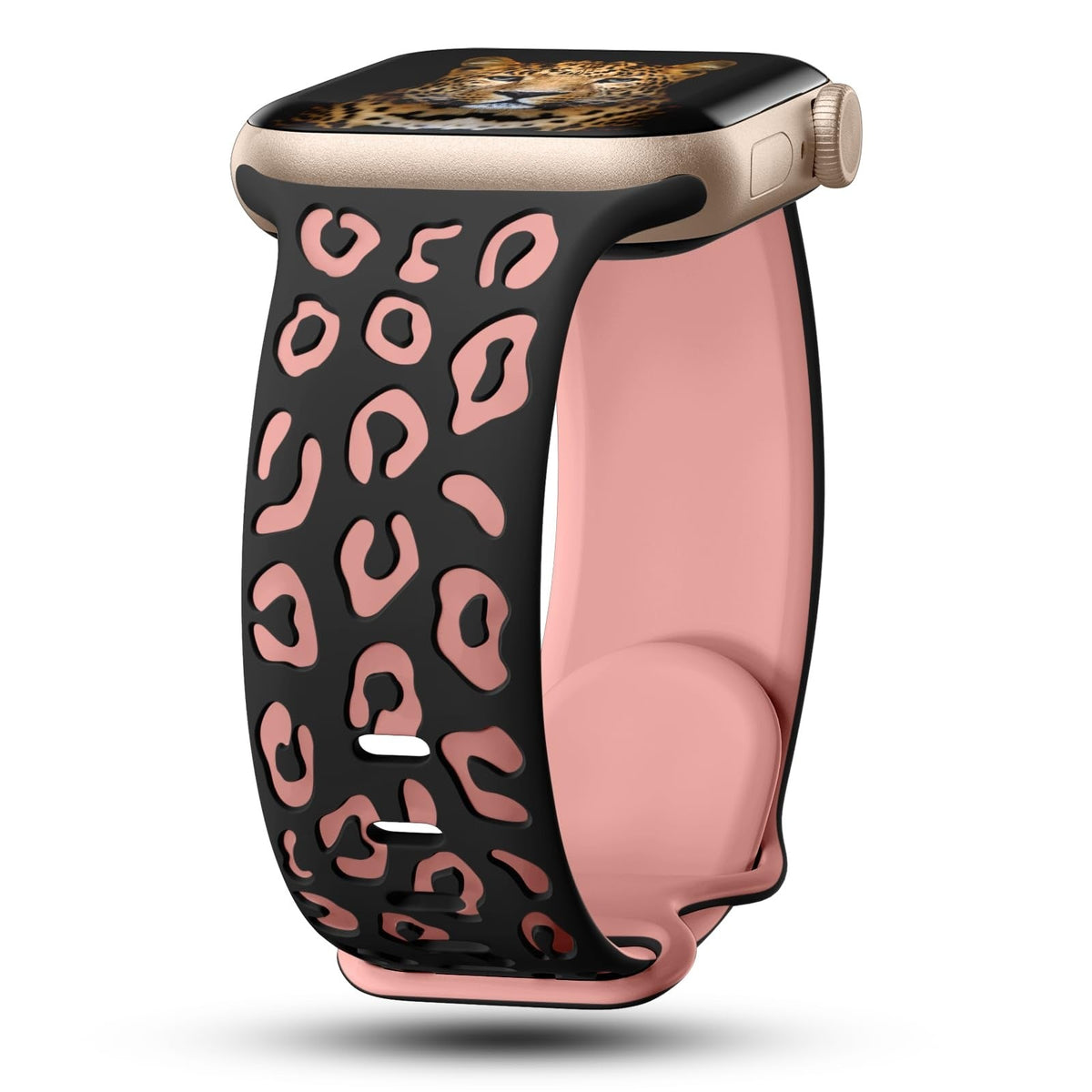 iBandGear Leopard Duo 3D Silicone Band for Apple Watch - Black - Pink