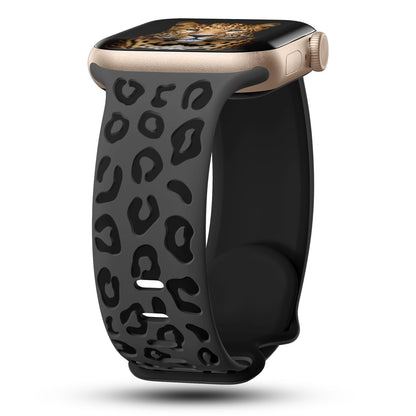 iBandGear Leopard Duo 3D Silicone Band for Apple Watch - Dark Gray - Black