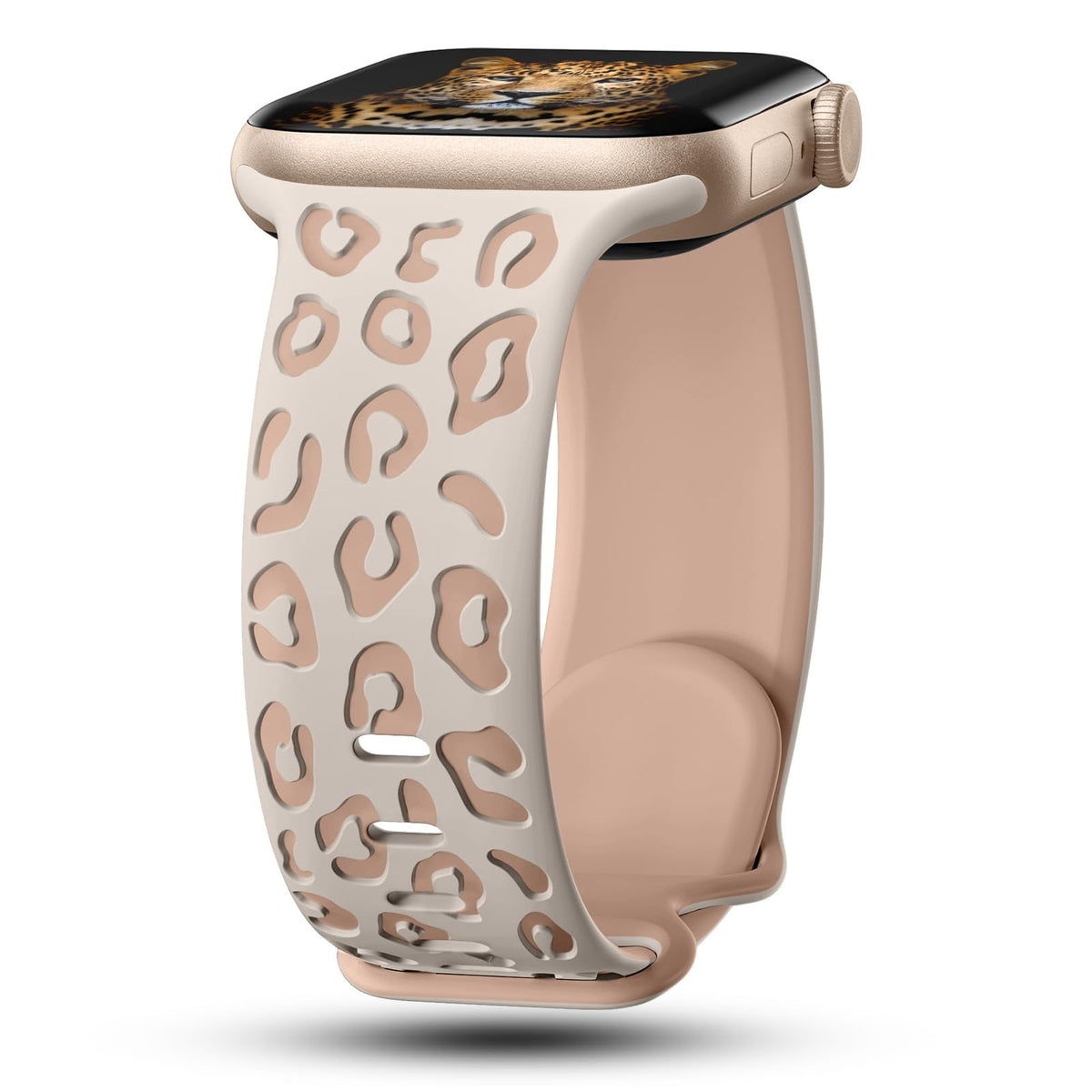iBandGear Leopard Duo 3D Silicone Band for Apple Watch - Starlight - Milk Tea