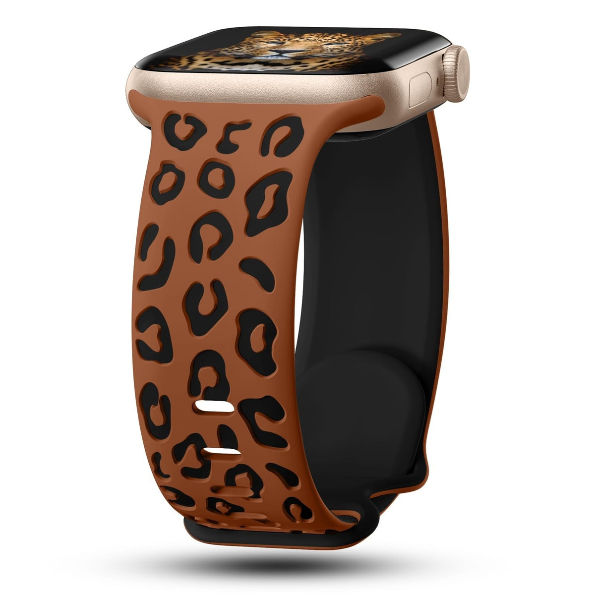 iBandGear Leopard Duo 3D Silicone Band for Apple Watch - Brown - Black