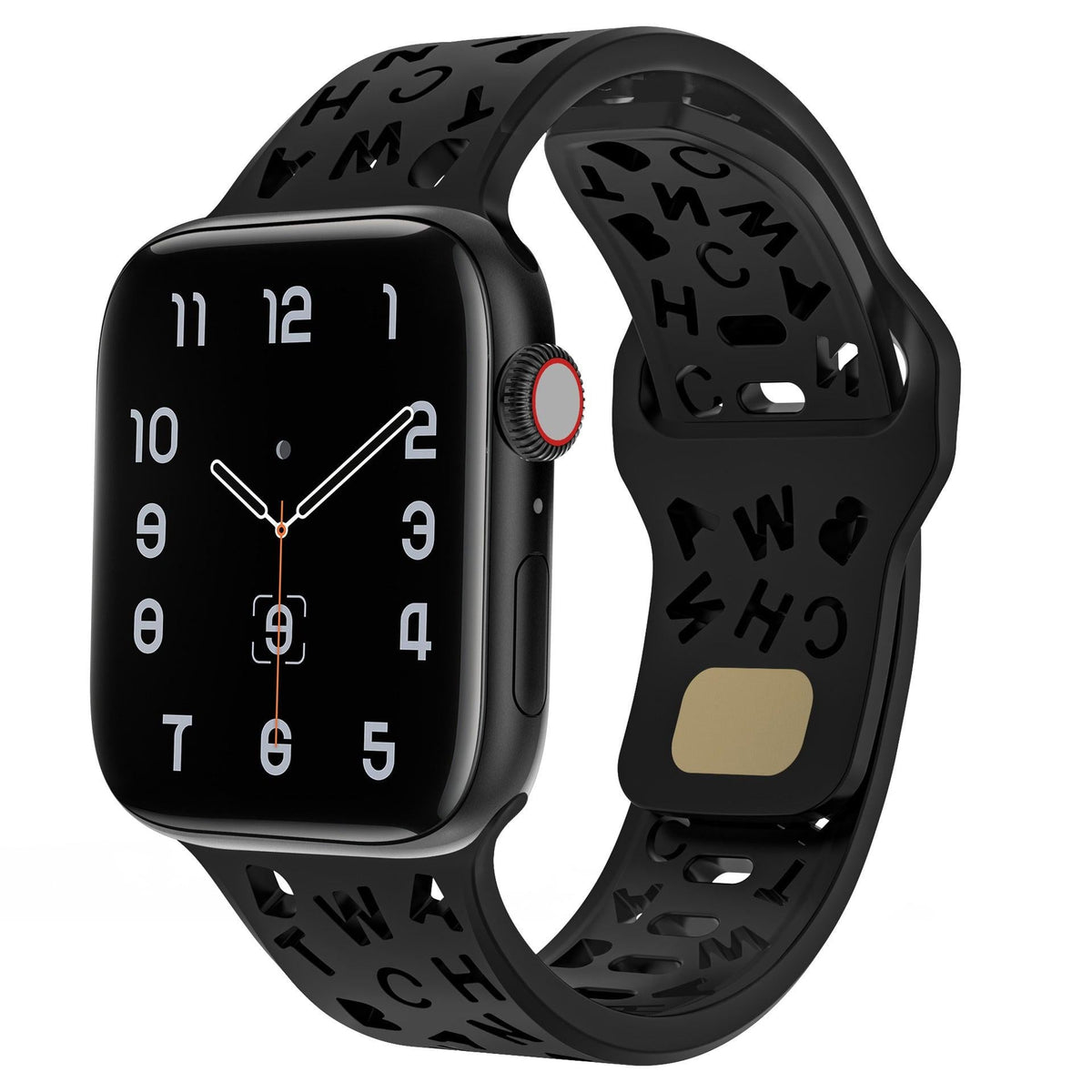iBandGear Letter Cutout Silicone Band for Apple Watch - Black