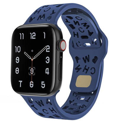 iBandGear Letter Cutout Silicone Band for Apple Watch - Navy Blue