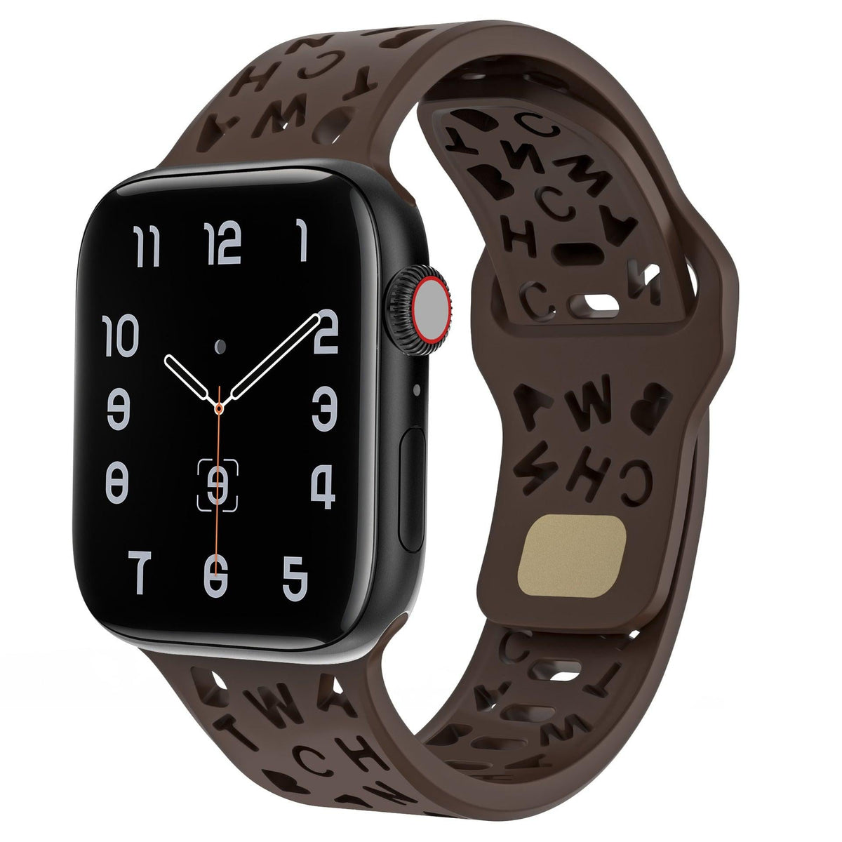 iBandGear Letter Cutout Silicone Band for Apple Watch - Brown
