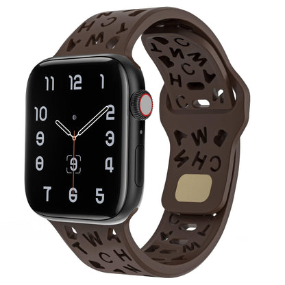 iBandGear Letter Cutout Silicone Band for Apple Watch - Brown