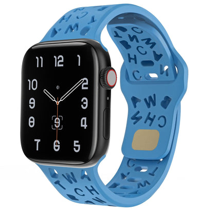 iBandGear Letter Cutout Silicone Band for Apple Watch - Sky Blue