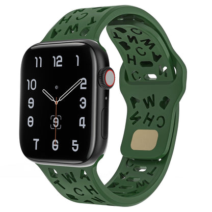 iBandGear Letter Cutout Silicone Band for Apple Watch - Dark Green