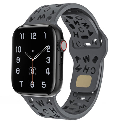 iBandGear Letter Cutout Silicone Band for Apple Watch - Dark Gray
