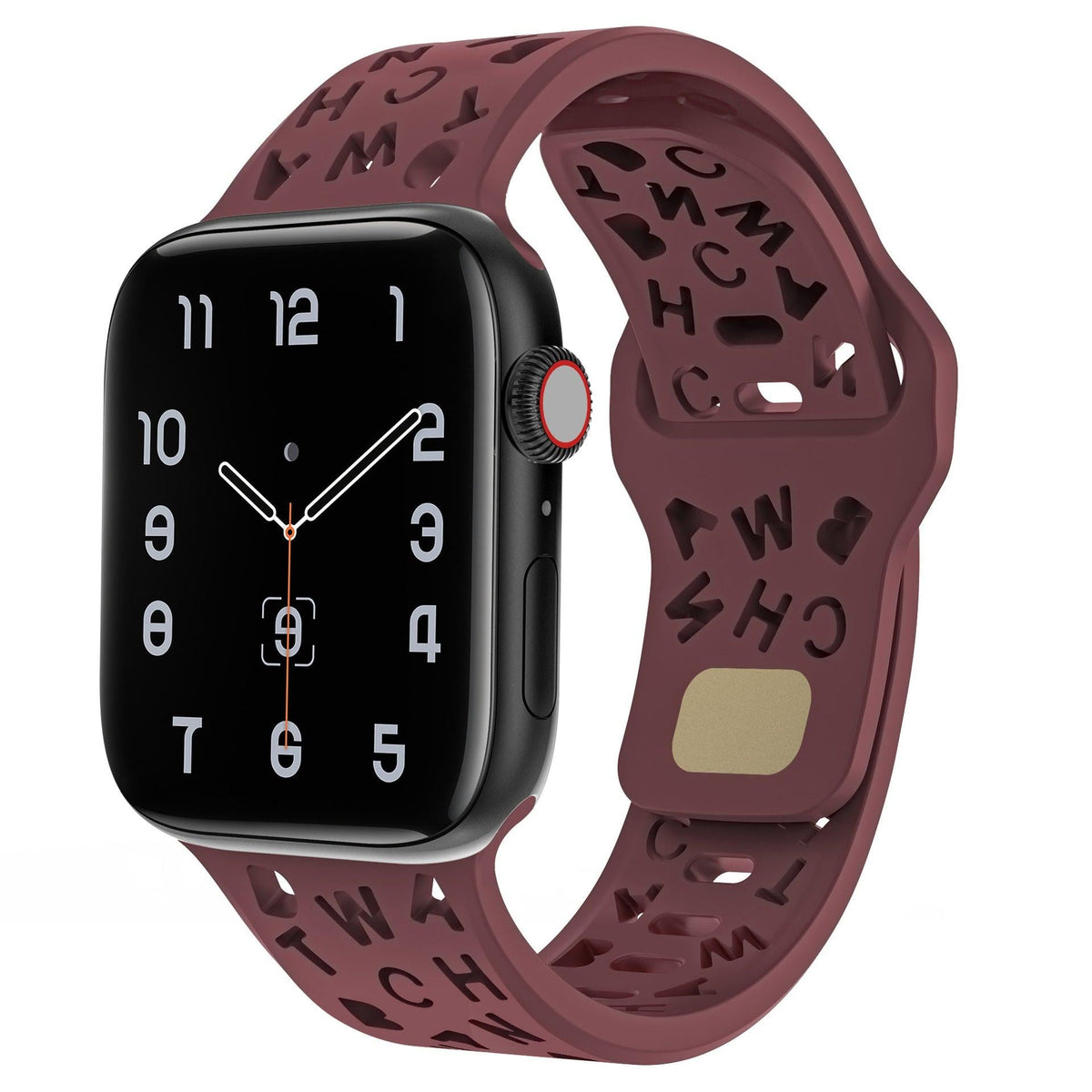 iBandGear Letter Cutout Silicone Band for Apple Watch - Wine Red