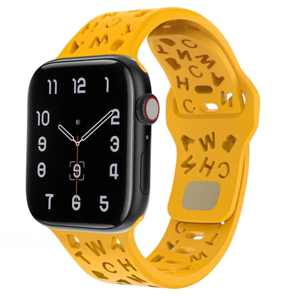 iBandGear Letter Cutout Silicone Band for Apple Watch - Apricot Yellow