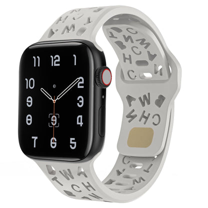 iBandGear Letter Cutout Silicone Band for Apple Watch - Light Gray